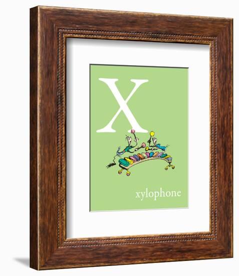 X is for Xylophone (green)-Theodor (Dr. Seuss) Geisel-Framed Art Print