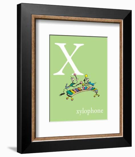 X is for Xylophone (green)-Theodor (Dr. Seuss) Geisel-Framed Art Print