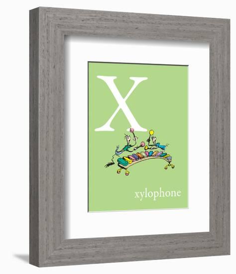 X is for Xylophone (green)-Theodor (Dr. Seuss) Geisel-Framed Art Print