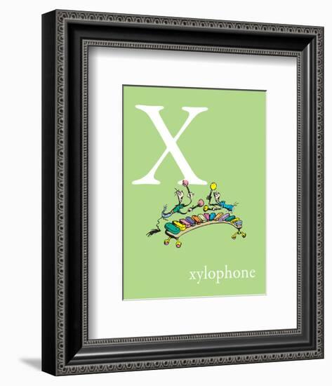 X is for Xylophone (green)-Theodor (Dr. Seuss) Geisel-Framed Art Print