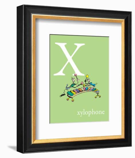 X is for Xylophone (green)-Theodor (Dr. Seuss) Geisel-Framed Art Print