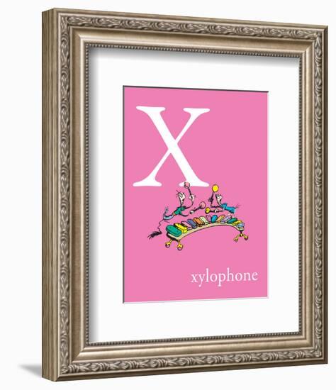 X is for Xylophone (pink)-Theodor (Dr. Seuss) Geisel-Framed Art Print