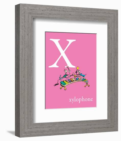 X is for Xylophone (pink)-Theodor (Dr. Seuss) Geisel-Framed Art Print