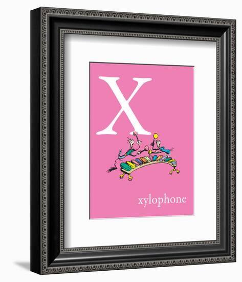 X is for Xylophone (pink)-Theodor (Dr. Seuss) Geisel-Framed Art Print