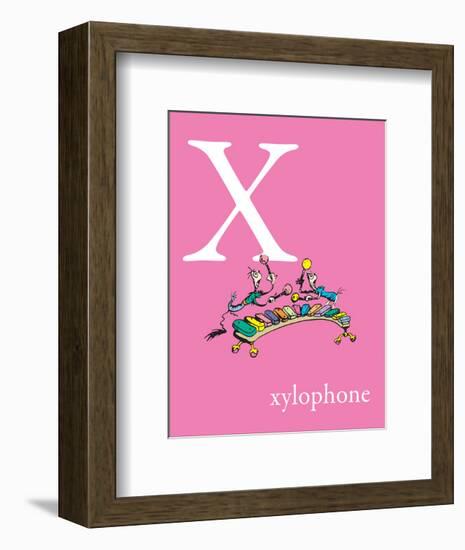 X is for Xylophone (pink)-Theodor (Dr. Seuss) Geisel-Framed Art Print