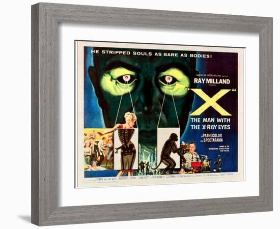 X-The Man With the X-Ray Eyes, Bottom Right: Ray Milland, 1963-null-Framed Art Print