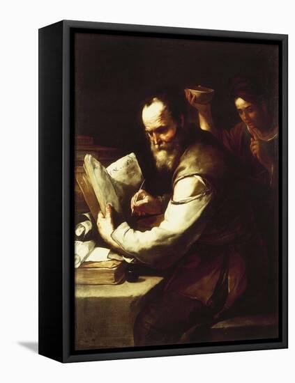 Xanthippe Pouring Water onto Socrates' Neck-Luca Giordano-Framed Premier Image Canvas