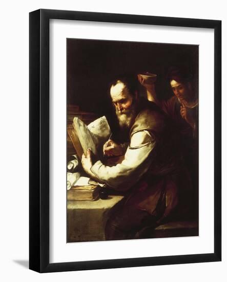 Xanthippe Pouring Water onto Socrates' Neck-Luca Giordano-Framed Giclee Print