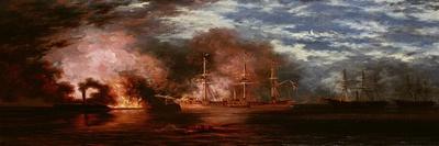 U.S.S. Kearsarge Sinking the Alabama-Xanthus Russell Smith-Giclee Print