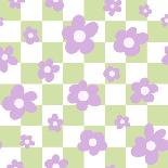 Flower Power with Check Seamless Repeat Pattern.-XenKus-Framed Premier Image Canvas