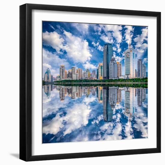 Xiamen, China Skyline on Yundang Lake-Sean Pavone-Framed Photographic Print