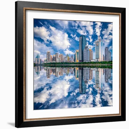 Xiamen, China Skyline on Yundang Lake-Sean Pavone-Framed Photographic Print