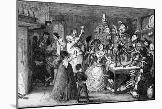 Xit, Now Sir Narcissus Le Grand, Entertaining His Friends on His Wedding Day, 1840-George Cruikshank-Mounted Giclee Print