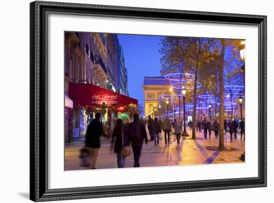 Xmas Decorations on Avenue Des Champs-Elysees with Arc De Triomphe in Background, Paris, France-Neil Farrin-Framed Photographic Print