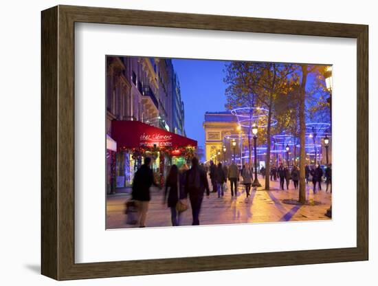 Xmas Decorations on Avenue Des Champs-Elysees with Arc De Triomphe in Background, Paris, France-Neil Farrin-Framed Photographic Print