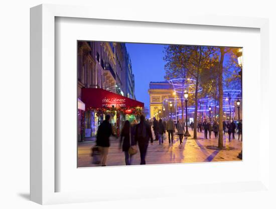 Xmas Decorations on Avenue Des Champs-Elysees with Arc De Triomphe in Background, Paris, France-Neil Farrin-Framed Photographic Print