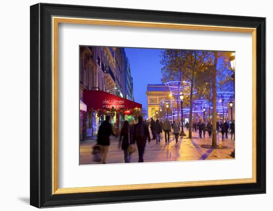 Xmas Decorations on Avenue Des Champs-Elysees with Arc De Triomphe in Background, Paris, France-Neil Farrin-Framed Photographic Print