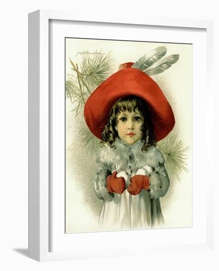 Xmas Girl with Snowballs-Vintage Apple Collection-Framed Giclee Print