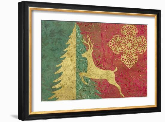 Xmas Tree and Deer-Cora Niele-Framed Giclee Print