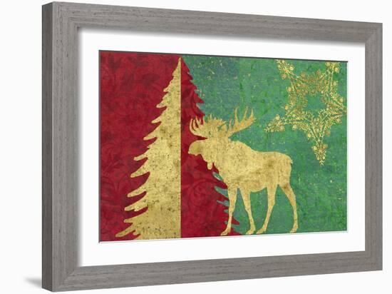 Xmas Tree and Moose-Cora Niele-Framed Giclee Print