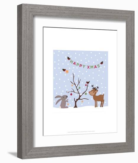 Xmas Tree Friends- Happy Xmas - Wink Designs Contemporary Print-Michelle Lancaster-Framed Art Print