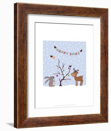 Xmas Tree Friends- Happy Xmas - Wink Designs Contemporary Print-Michelle Lancaster-Framed Art Print