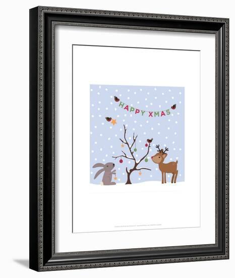 Xmas Tree Friends- Happy Xmas - Wink Designs Contemporary Print-Michelle Lancaster-Framed Art Print