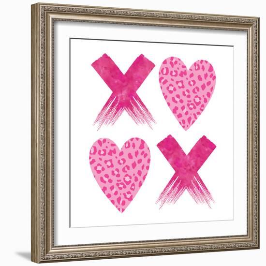 XOXO Pink Leopard-Jennifer McCully-Framed Art Print