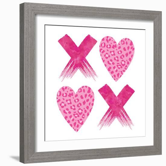 XOXO Pink Leopard-Jennifer McCully-Framed Art Print