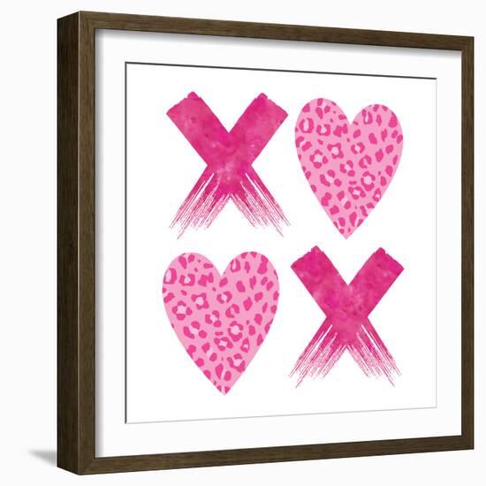 XOXO Pink Leopard-Jennifer McCully-Framed Art Print