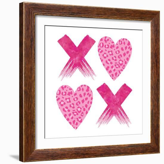 XOXO Pink Leopard-Jennifer McCully-Framed Art Print