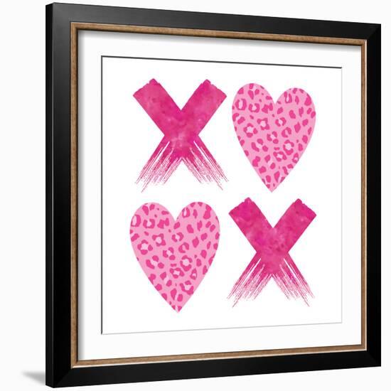 XOXO Pink Leopard-Jennifer McCully-Framed Art Print