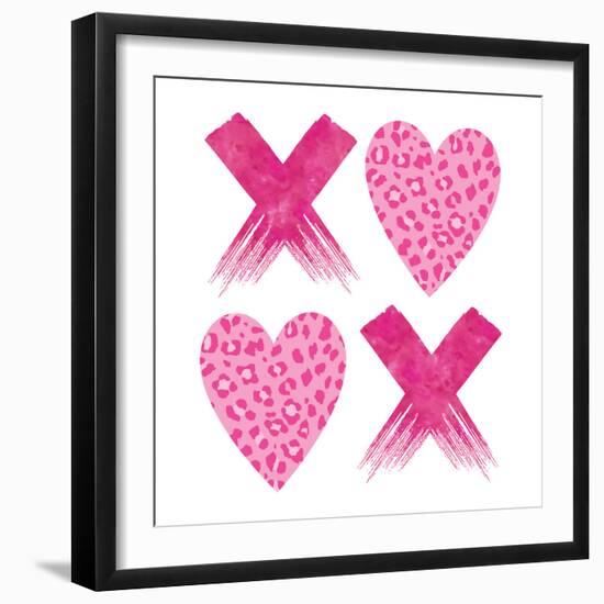 XOXO Pink Leopard-Jennifer McCully-Framed Art Print