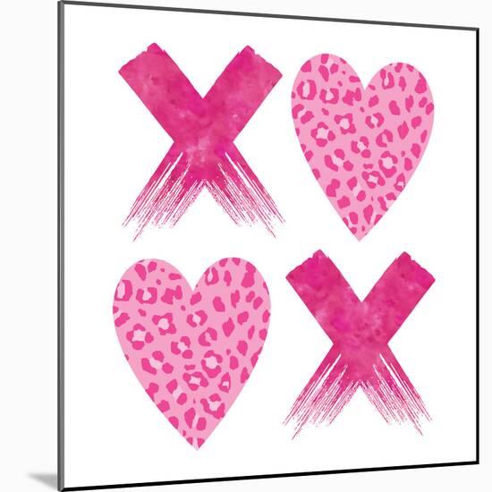 XOXO Pink Leopard-Jennifer McCully-Mounted Art Print