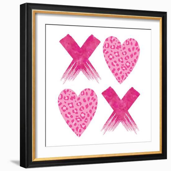 XOXO Pink Leopard-Jennifer McCully-Framed Art Print