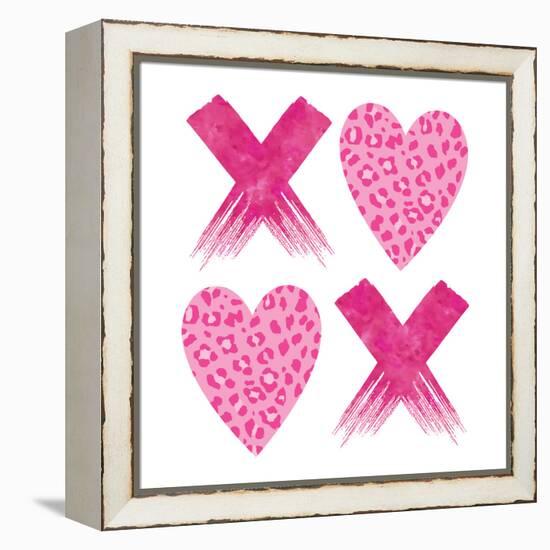 XOXO Pink Leopard-Jennifer McCully-Framed Stretched Canvas