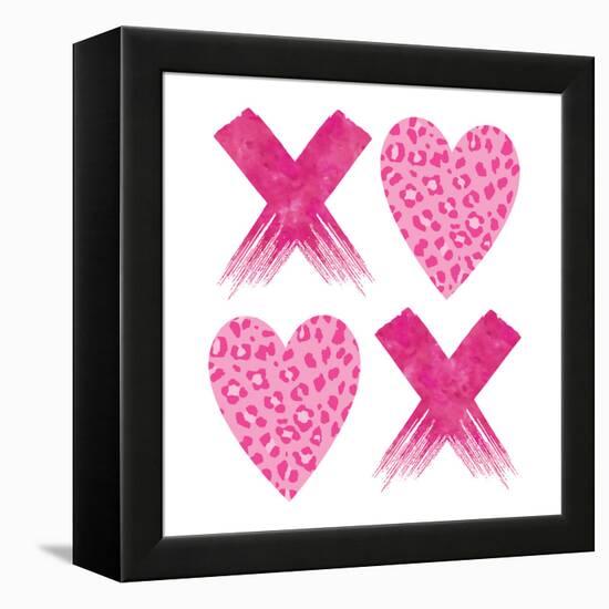 XOXO Pink Leopard-Jennifer McCully-Framed Stretched Canvas