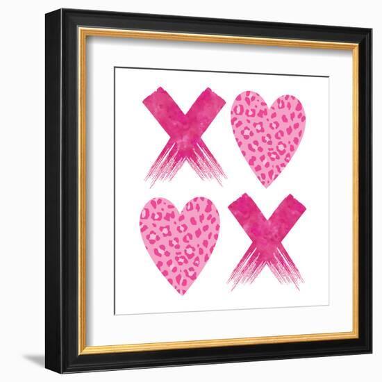 XOXO Pink Leopard-Jennifer McCully-Framed Art Print