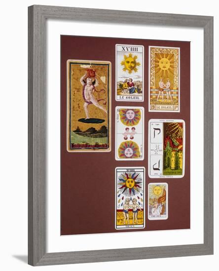 Xviiii the Sun, Seven Tarot Cards from Different Packs-null-Framed Giclee Print