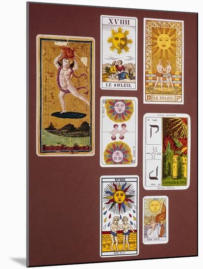 Xviiii the Sun, Seven Tarot Cards from Different Packs-null-Mounted Giclee Print