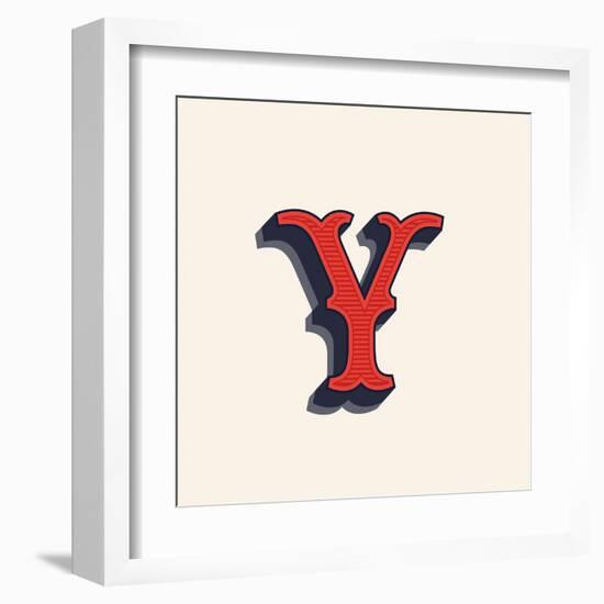 Y Letter Logo in Vintage Western Style. Vector Font for Labels, Posters Etc.-kaer_stock-Framed Art Print