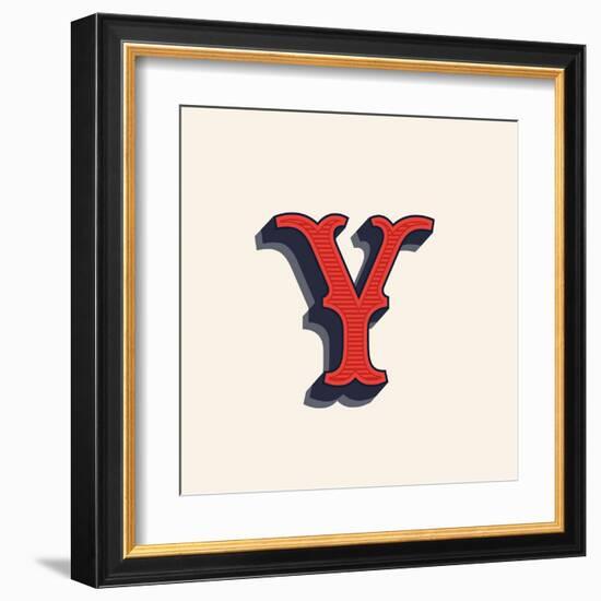 Y Letter Logo in Vintage Western Style. Vector Font for Labels, Posters Etc.-kaer_stock-Framed Art Print