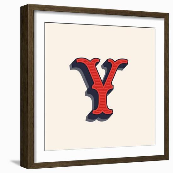 Y Letter Logo in Vintage Western Style. Vector Font for Labels, Posters Etc.-kaer_stock-Framed Art Print