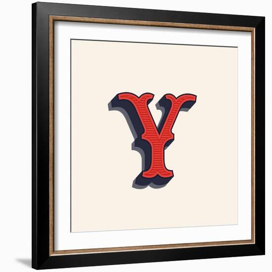 Y Letter Logo in Vintage Western Style. Vector Font for Labels, Posters Etc.-kaer_stock-Framed Art Print
