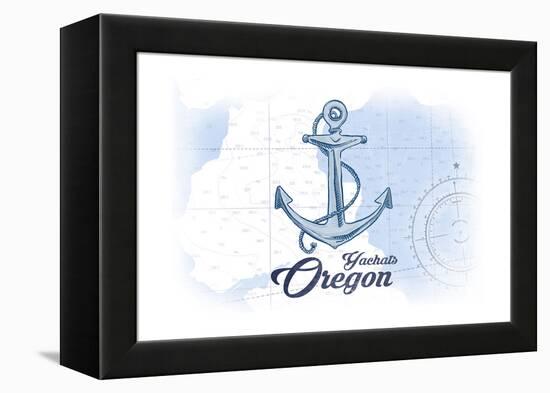 Yachats, Oregon - Anchor - Blue - Coastal Icon-Lantern Press-Framed Stretched Canvas