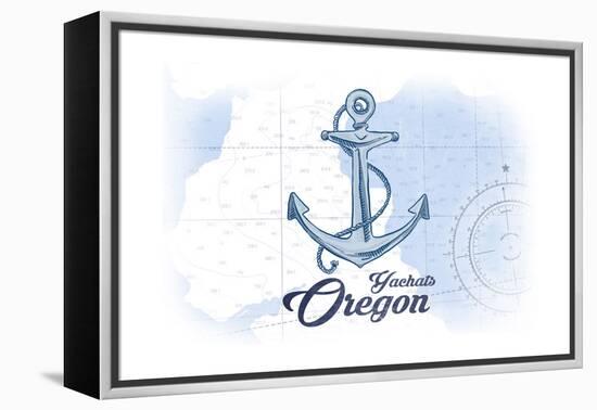 Yachats, Oregon - Anchor - Blue - Coastal Icon-Lantern Press-Framed Stretched Canvas