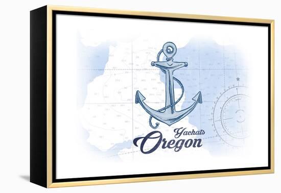 Yachats, Oregon - Anchor - Blue - Coastal Icon-Lantern Press-Framed Stretched Canvas