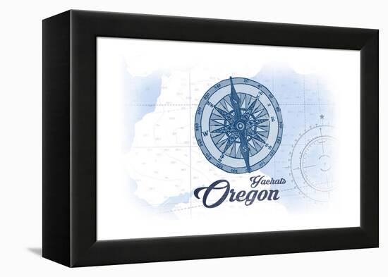Yachats, Oregon - Compass - Blue - Coastal Icon-Lantern Press-Framed Stretched Canvas