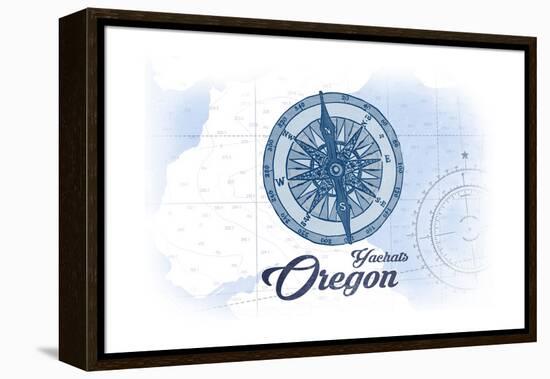 Yachats, Oregon - Compass - Blue - Coastal Icon-Lantern Press-Framed Stretched Canvas