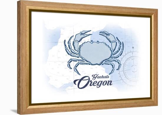 Yachats, Oregon - Crab - Blue - Coastal Icon-Lantern Press-Framed Stretched Canvas